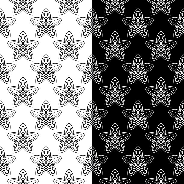 黑白花无缝图案。设置的背景图片下载