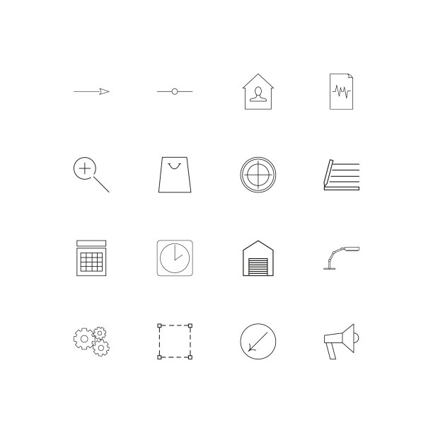 符号和符号简单的线性图标集。概述了矢量图标图片下载