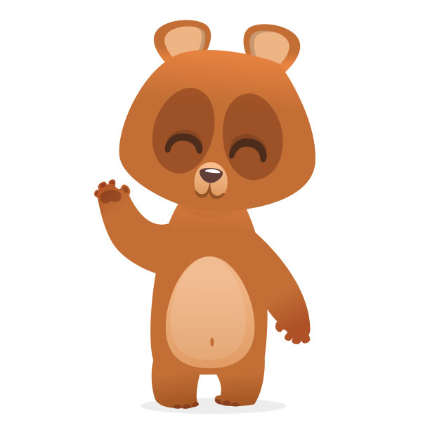 卡通熊宝宝微笑着挥手。矢量插图的熊吉祥物的角色图片下载