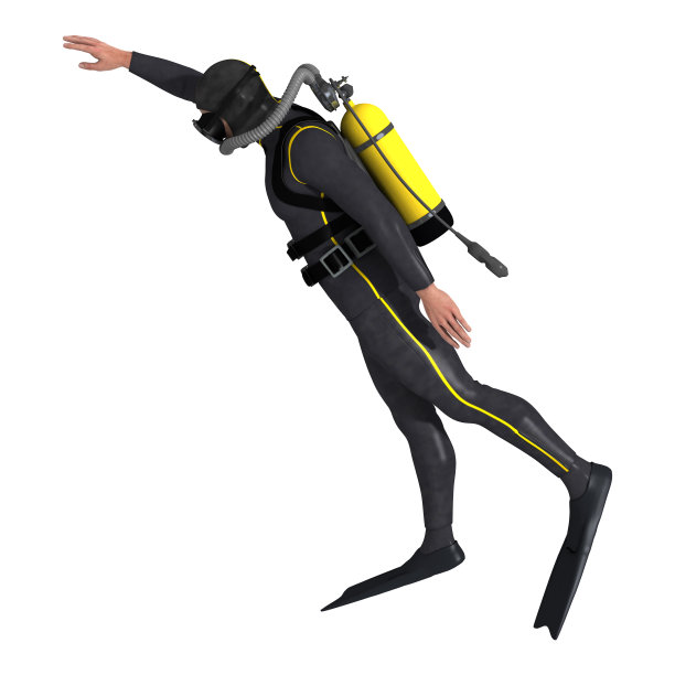 3D插图男性潜水员在白色图片下载