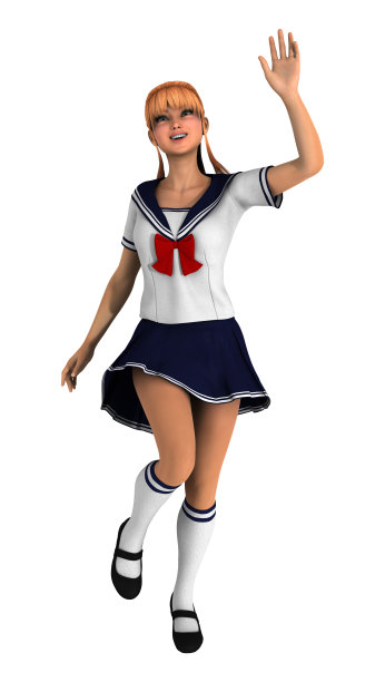 3D渲染少女在白色图片下载