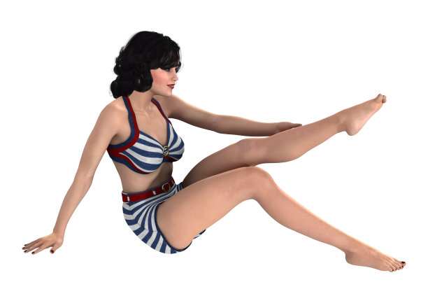 3D插图海报女孩在白色图片下载