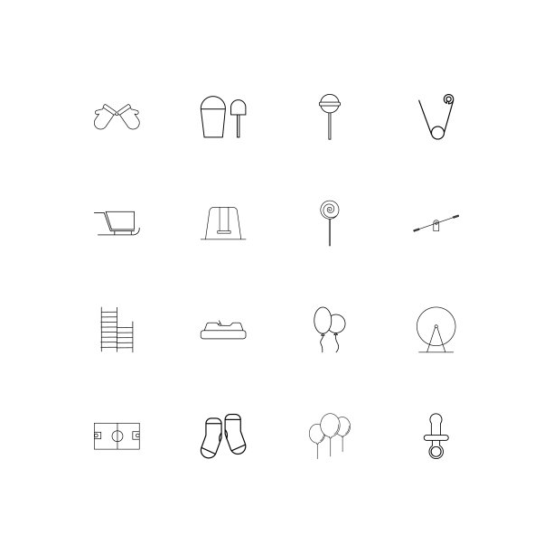 婴儿，孩子和新生儿简单的线性图标集。概述了矢量图标图片下载