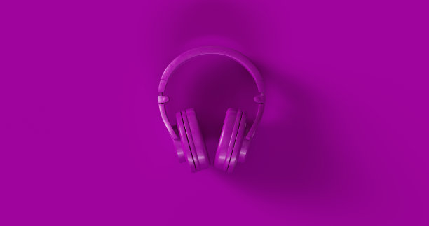 紫色的耳机图片下载