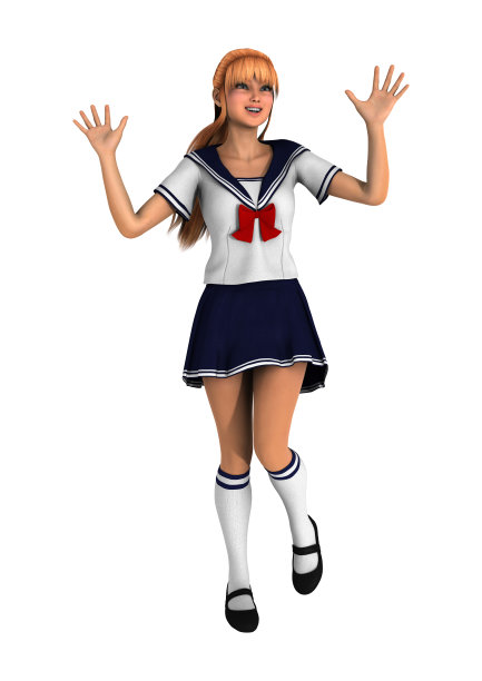 3D渲染少女在白色图片下载