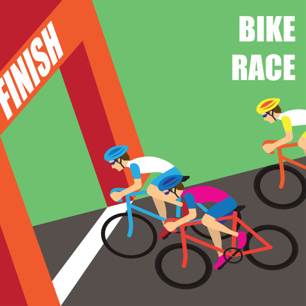 参加专业自行车拉力赛的一组车手。矢量图图片下载