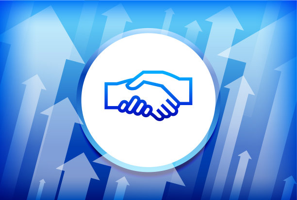 握手蓝色向上的箭头背景图片下载