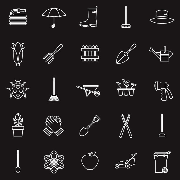 园艺细线图标设置图片下载