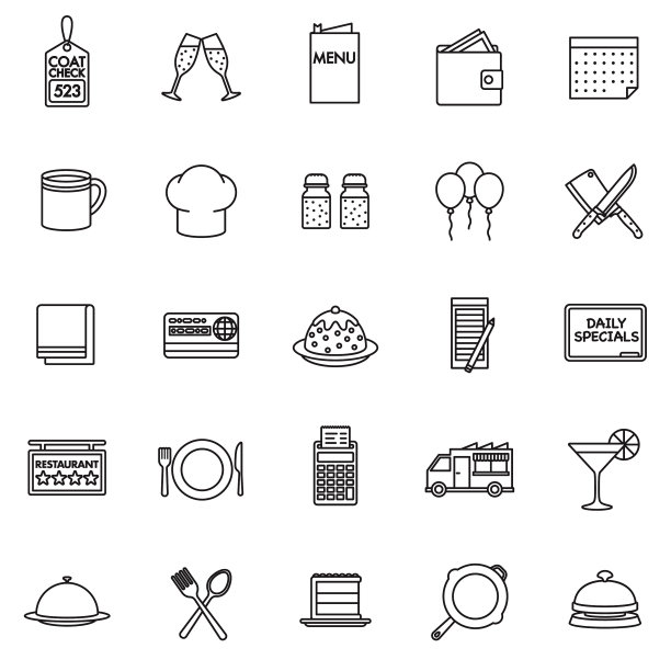 餐厅细线图标设置图片下载