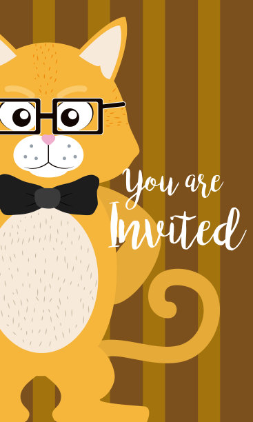 猫可爱动物卡通请帖图片下载