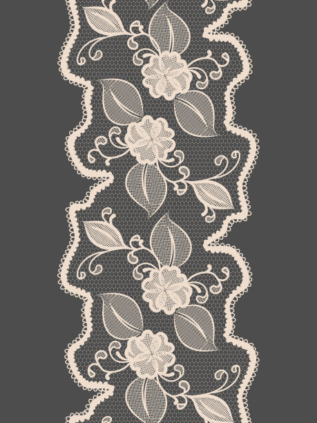 无缝花边垂直丝带与抽象花卉图案。图片下载