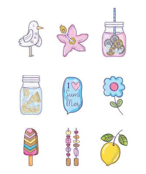 夏季漫画套装图片下载