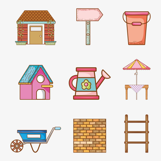 园林元素集合图片下载