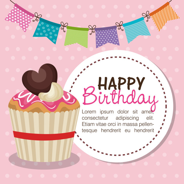 祝你生日派对快乐，还有甜甜的小蛋糕图片下载