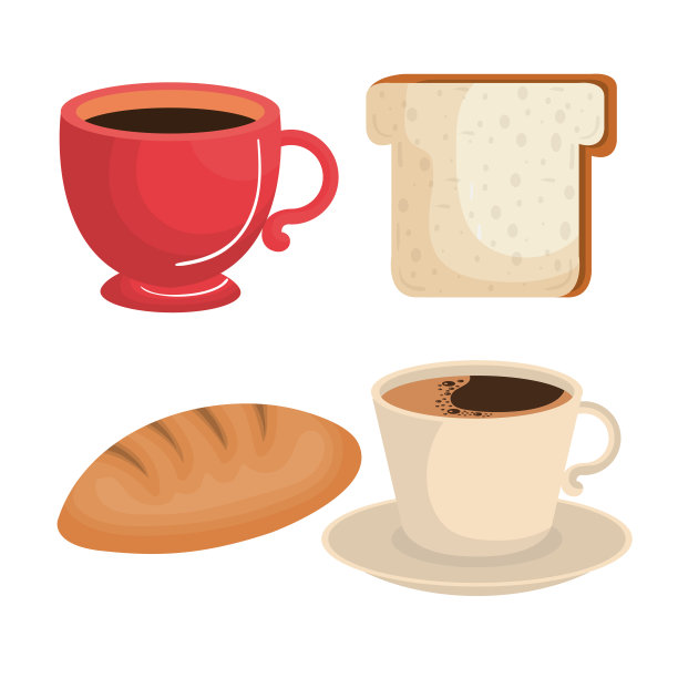 美味的面包和咖啡图片下载