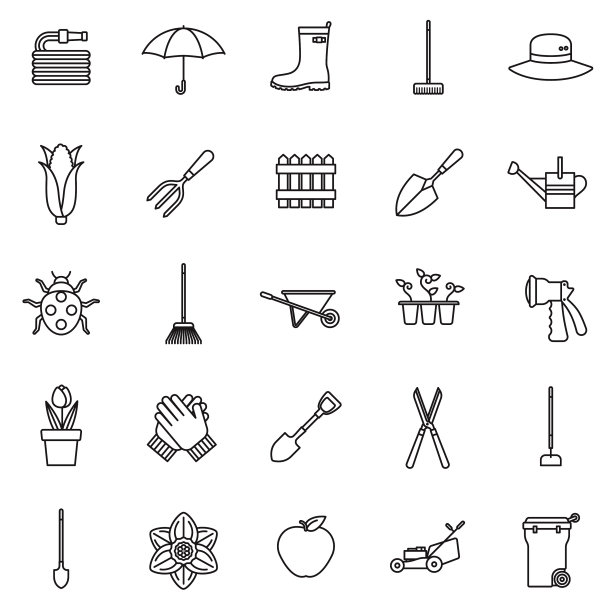 园艺细线图标设置图片下载