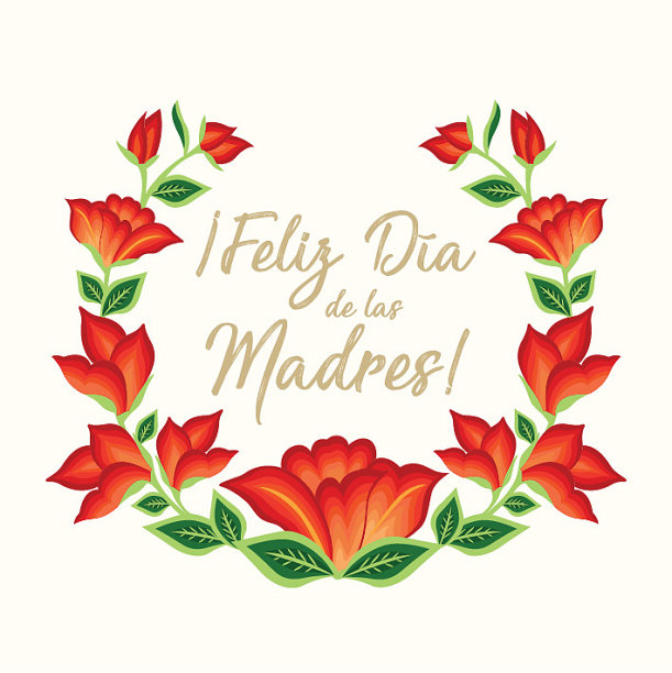 费利斯Día de las Madres(西班牙语母亲节快乐)鲜花贺卡-拷贝空间图片下载