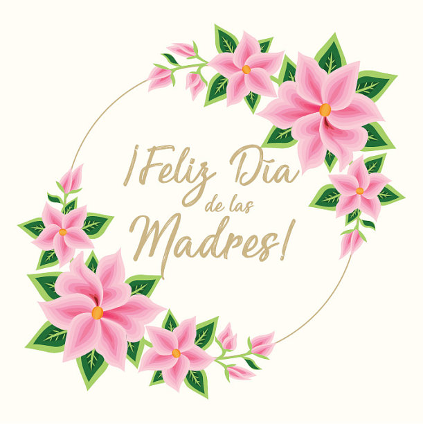 费利斯Día de las Madres(西班牙语母亲节快乐)鲜花贺卡-拷贝空间图片下载
