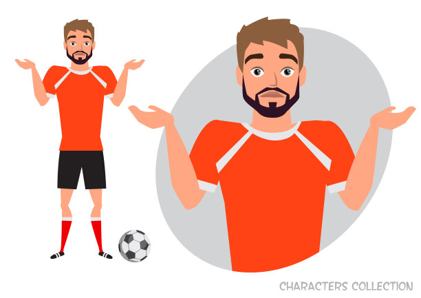 年轻的足球运动员怀疑，没有想法。足球运动员脸上的不确定和困惑的情绪图片下载