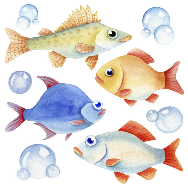 水彩的鱼素材图片
