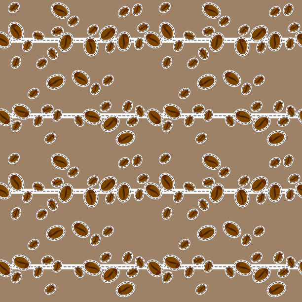 咖啡豆。现实的植物。生态食品。自然背景。有机饮料。无缝咖啡模式图片下载