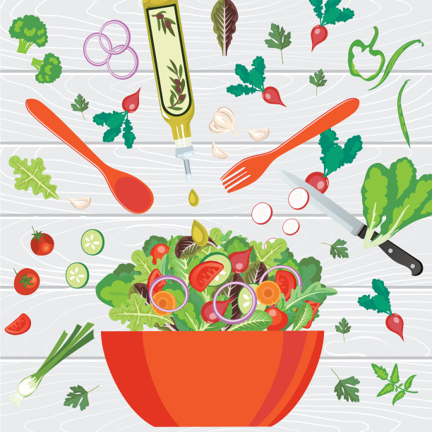 新鲜沙拉和绿色概念图片下载