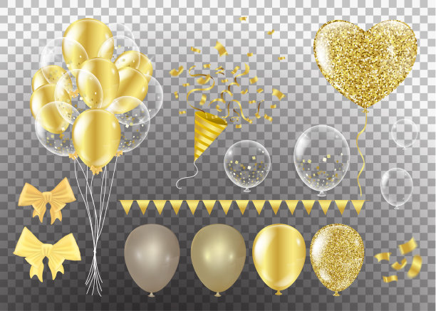 背景上心形的金色气球白色背景上心形的形状图片下载