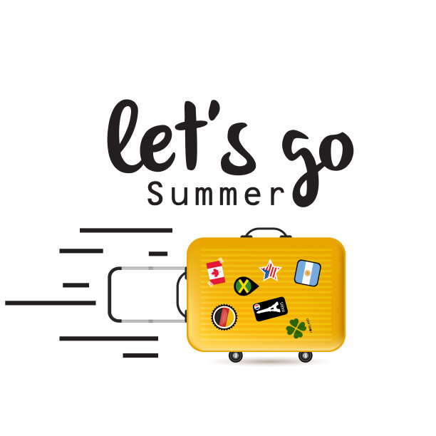 让我们去夏天行李背景矢量图像图片下载