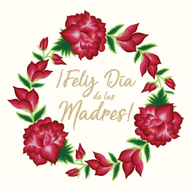 费利斯Día de las Madres(西班牙语母亲节快乐)鲜花贺卡-拷贝空间图片下载