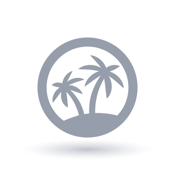 棕榈树剪影图标。热带岛屿的象征。图片下载