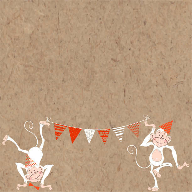 猴年贺卡。矢量插图在牛皮纸背景与文字空间。贺卡、请柬或孤立元素的设计。图片下载