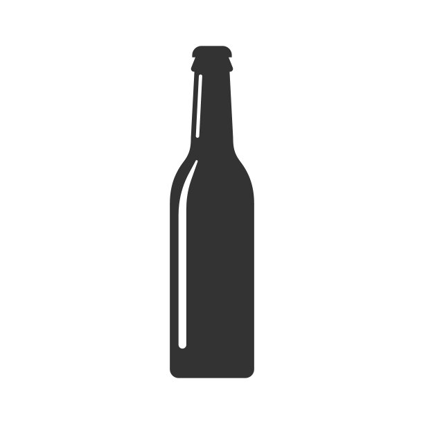 扁平风格的啤酒瓶图标酒精瓶白色背景插图啤酒、伏特加、葡萄酒概念图片下载