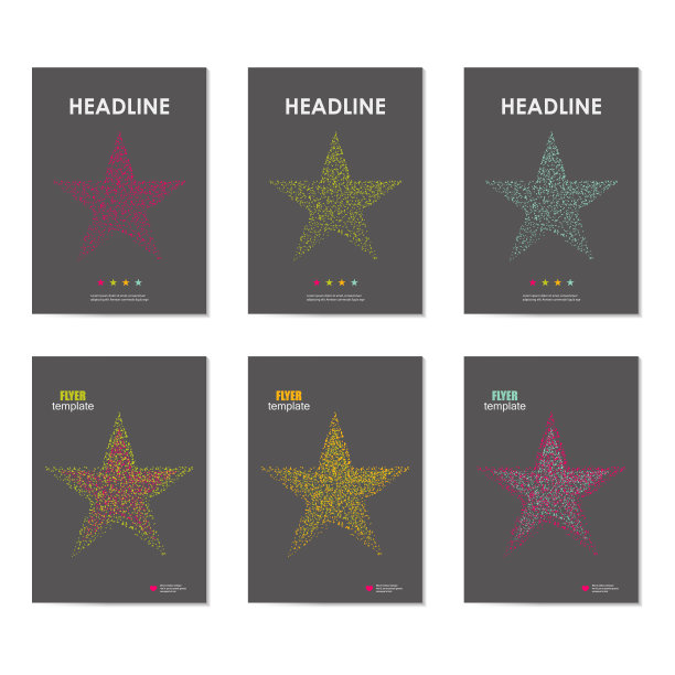 六矢量商务宣传册设计，带有星星符号图片下载