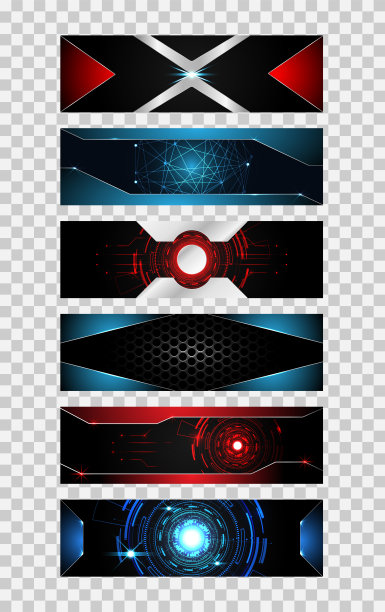 6条旗帜抽象技术概念金属高科技未来的未来设计图片下载