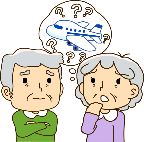 老夫妇，飞机，旅行，焦虑素材图片
