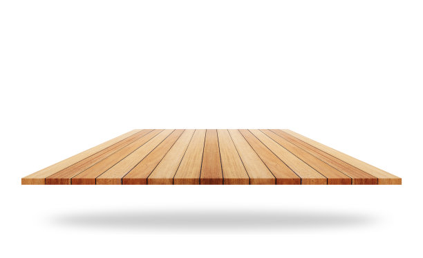 空的木质架子或柜台顶部孤立在白色。保存与剪辑路径。图片蒙太奇或产品展示图片下载