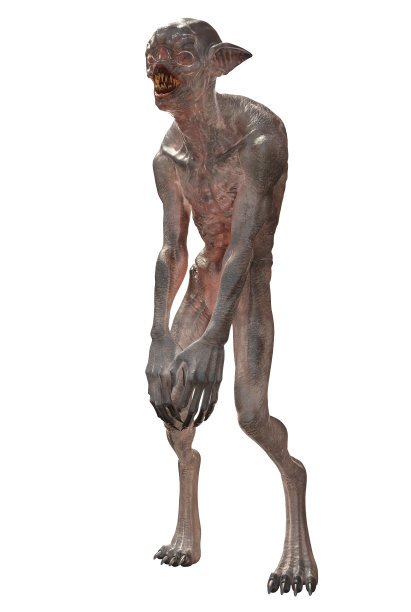 突变怪物孤立在白色背景的3d插图素材图片