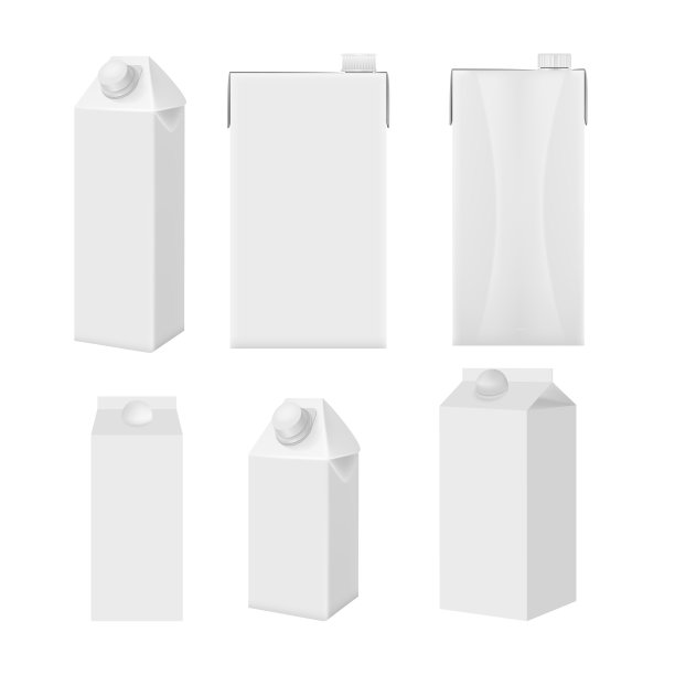 牛奶和果汁的白色盒子图片下载