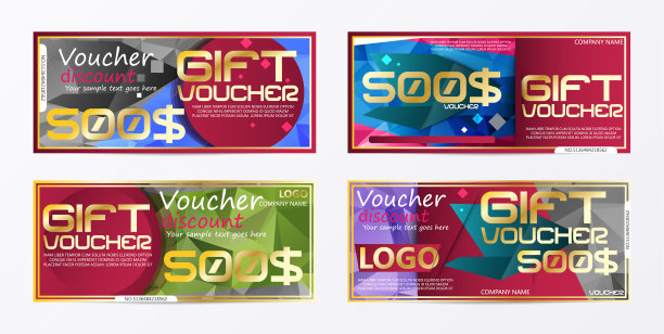 礼品券金模板颜色证书。背景设计券、邀请函、货币。矢量图素材图片