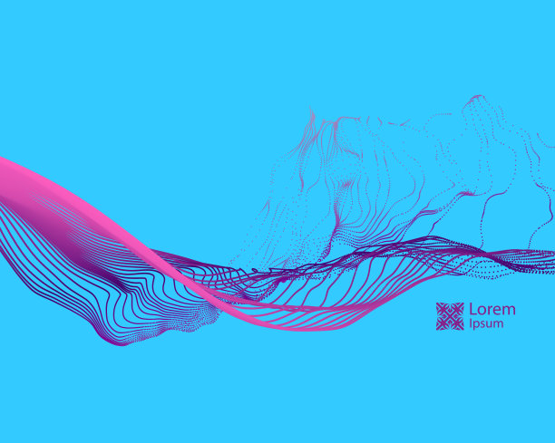 水溅模仿。带有动态发射粒子的数组。抽象的背景。矢量插图。图片下载