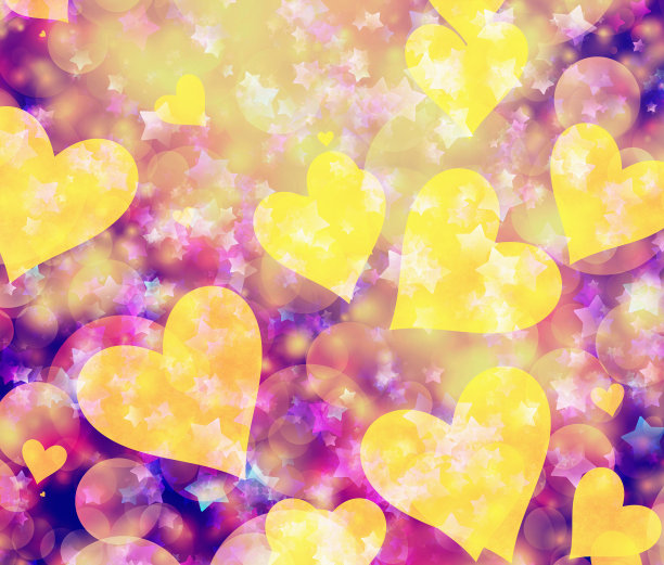 梦幻般明亮的心和星星的背景图片下载