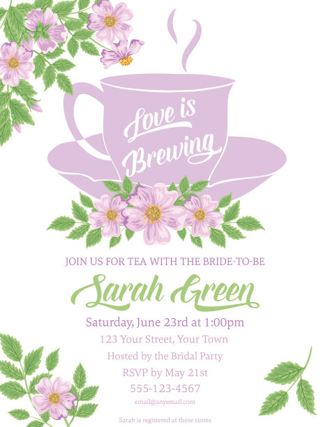 花园派对茶新娘淋浴邀请模板图片下载