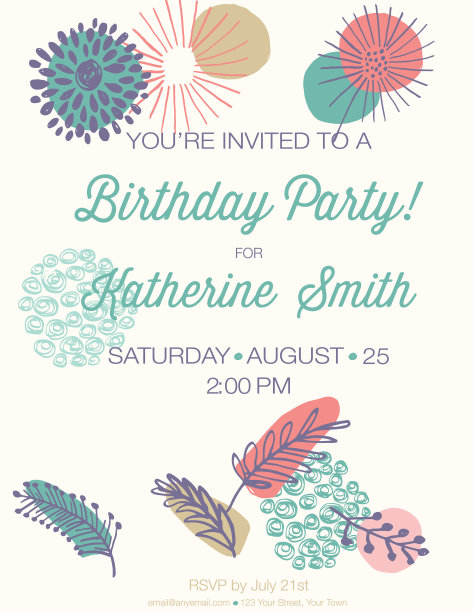 复古中世纪现代风格的生日派对邀请图片下载