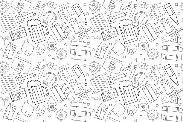 向量啤酒模式。啤酒无缝的背景图片下载