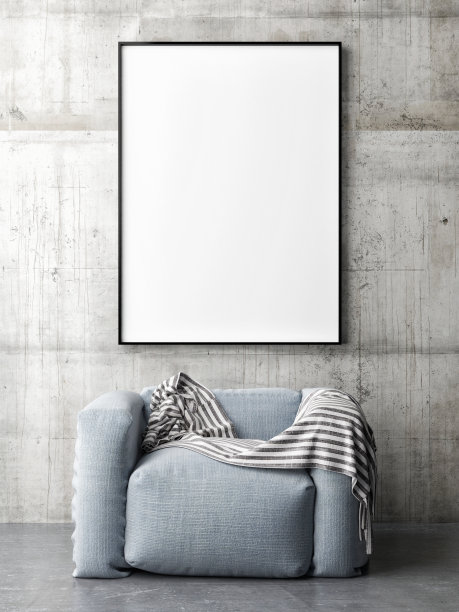 帆布模拟海报与舒适的扶手椅图片下载