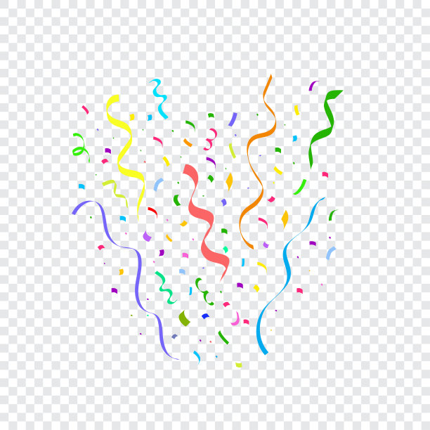 飘落的五彩缤纷的五彩纸屑和彩带图片下载