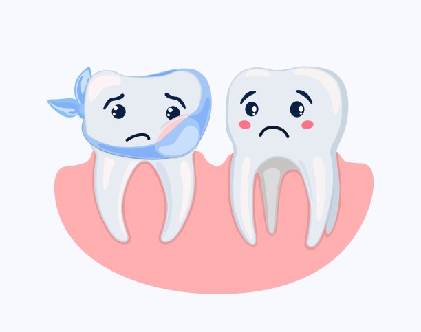 程式化的痛苦的牙齿和它的邻居。矢量插图。图片下载