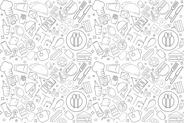 向量咖啡馆模式。咖啡馆无缝的背景图片下载