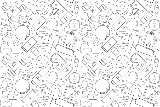 向量健身模式。健身房无缝的背景图片下载