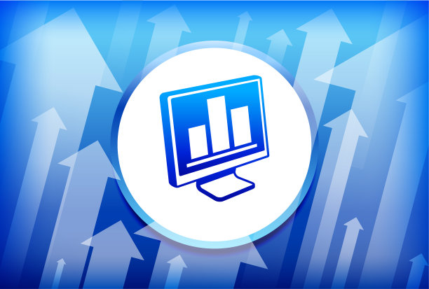 条形图上的计算机蓝色箭头背景图片下载
